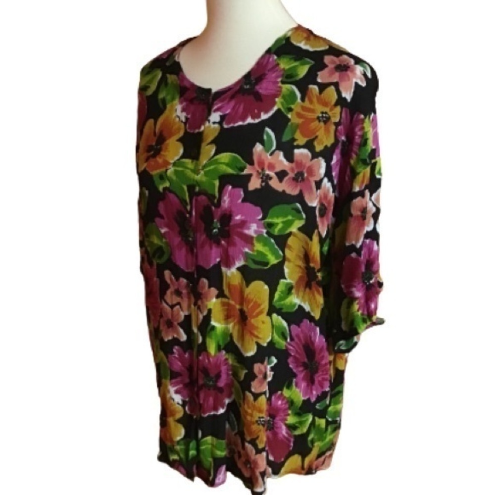 Vintage 80s bright floral oversized top